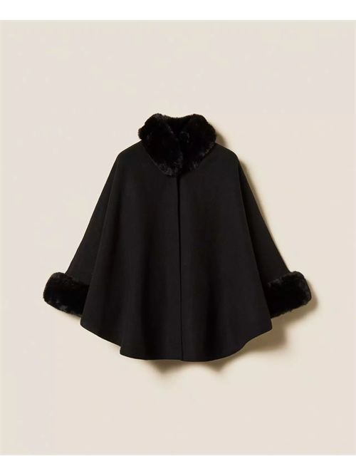 Poncho in panno e faux fur TWINSET | TO5130/00006